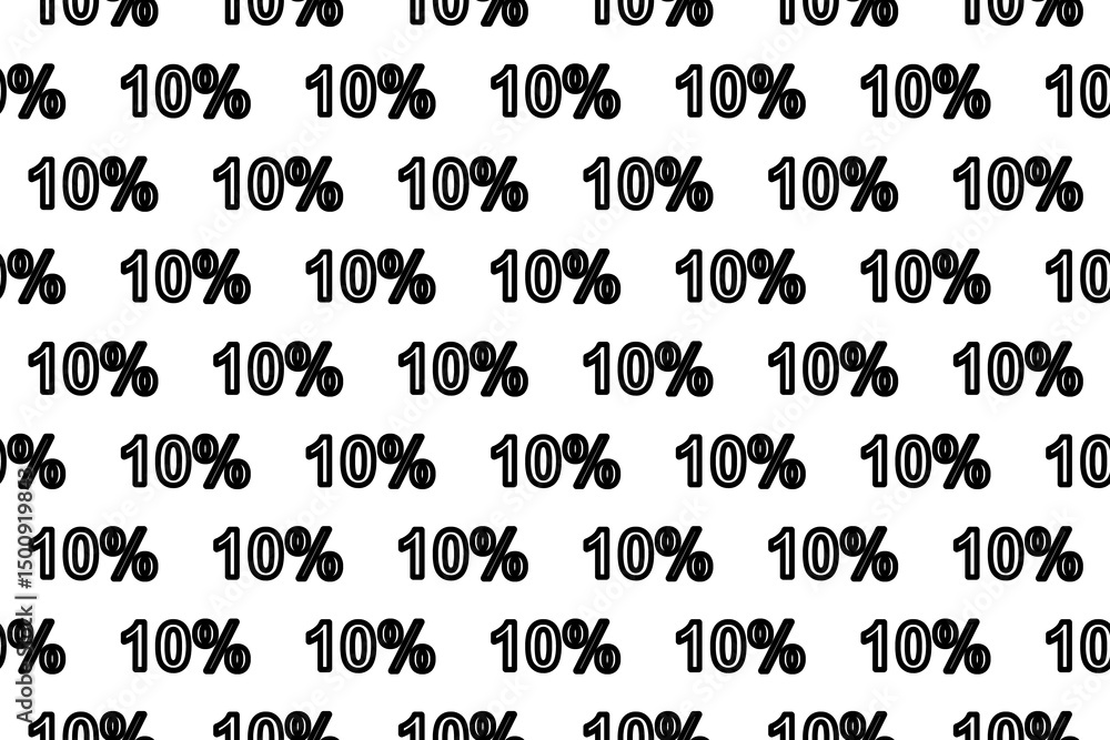 Poster seamless pattern completely filled with outlines of 10 percent symbols. elements are evenly spaced. 