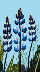 blue flowers in the wind