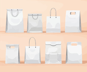 Minimalist Shopping Bags on Peach Background