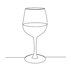 Continuous single line wine cocktail glass for party event sketch drawing editable stroke vector illustration