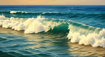 Obraz premium Realistic Photo Of An Ocean Wave With Blue And Turquoise Colors
