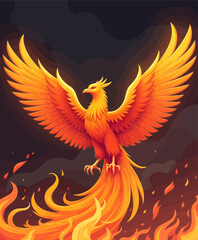 Obraz premium Mythical Phoenix Rising in Flames of Passion