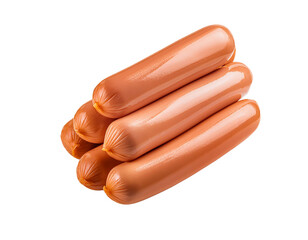 Fresh Sausages Stacked on White Background
