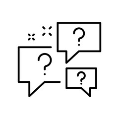 Question bubbles line icon. Ask help sign. Faq questionnaire symbol. Quality design element. Line style question bubbles icon.