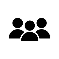 Group of people or group of users. 3 People solid icon, persons glyph symbol, group linear pictogram isolated