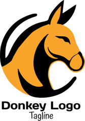 Donkey silhouette illustration logo isolated on a white background - Donkey Logo n Donkey Vector