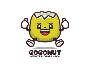 Coconut cartoon mascot vector illustration