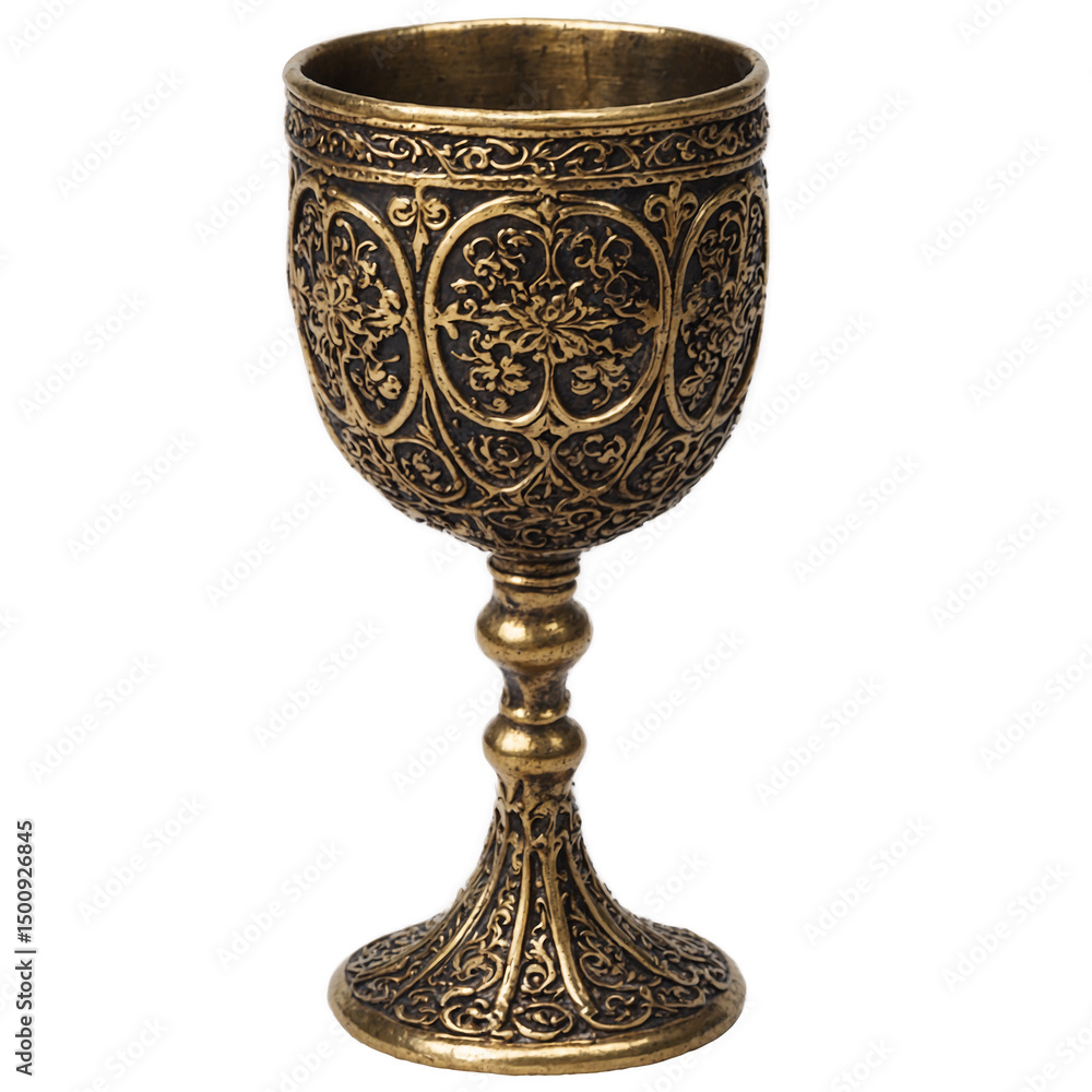 Poster gilded goblet medieval object item transparent background isolated png stock
