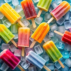 colorful popsicles on ice	