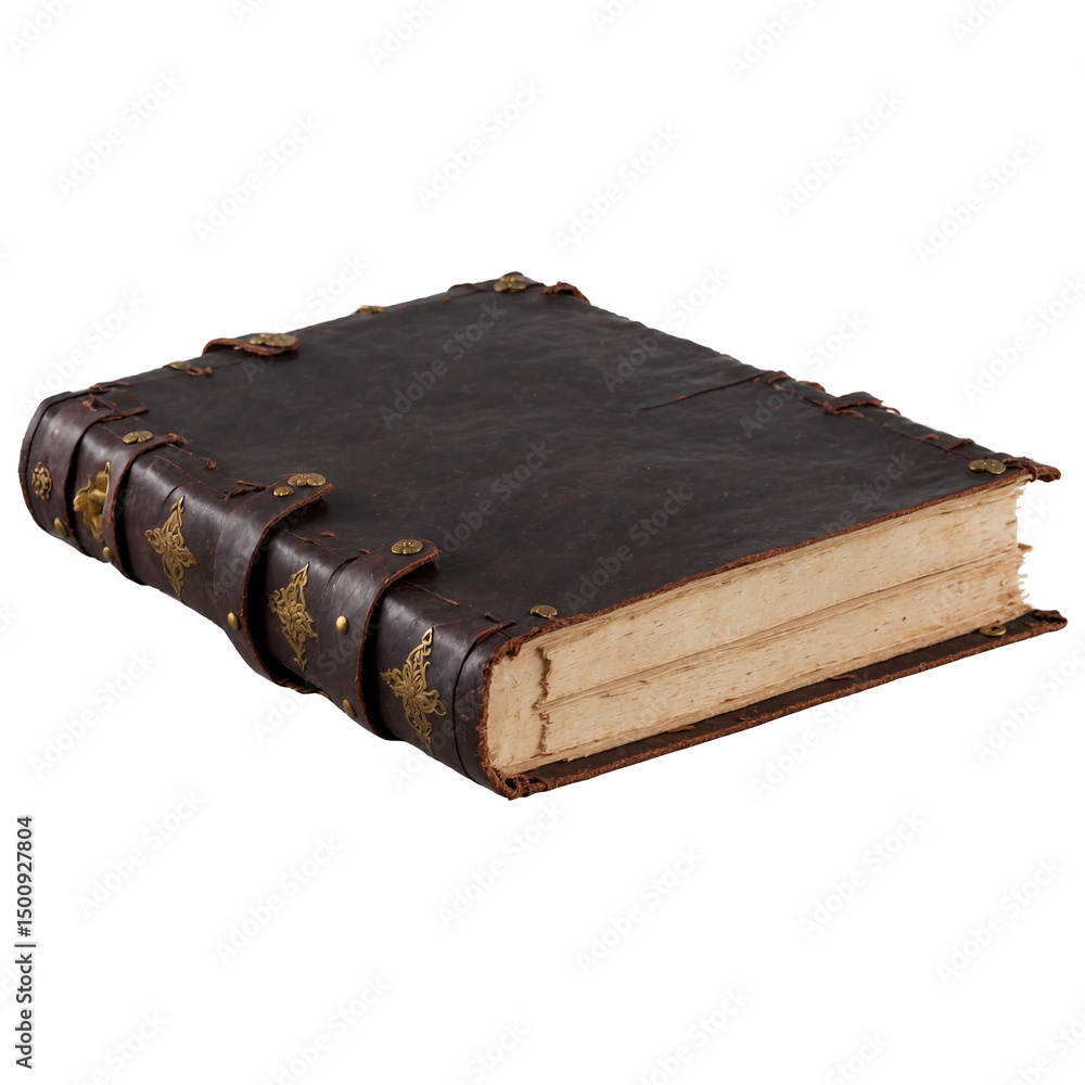 Poster leather bound grimoire medieval object item transparent background isolated png stock