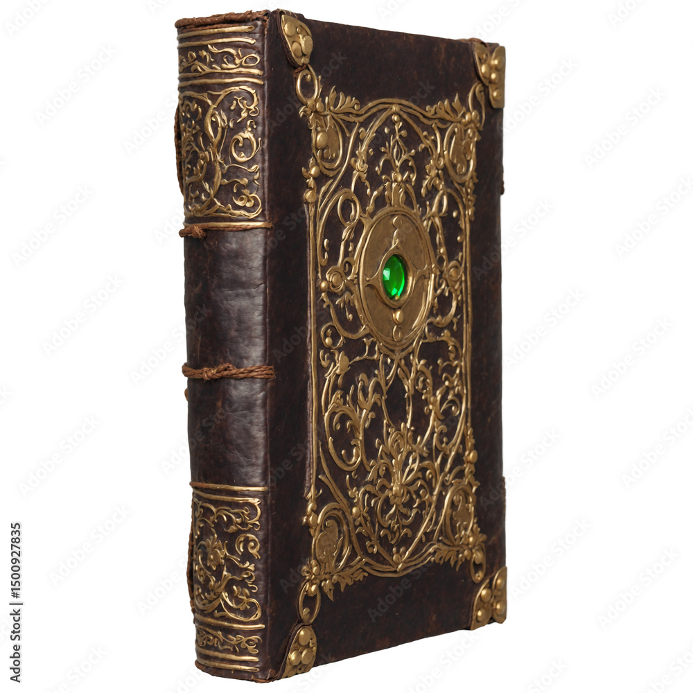 Poster leather bound grimoire medieval object item transparent background isolated png stock