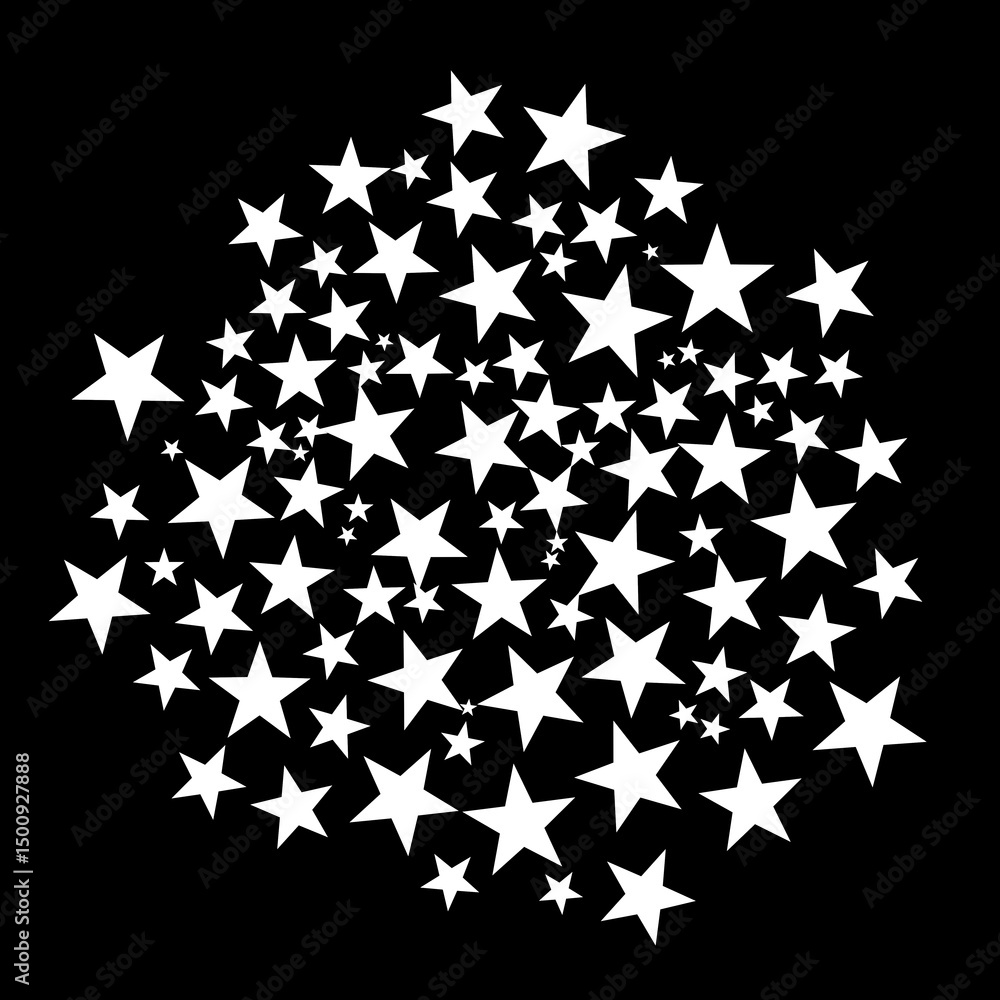Fototapete abstract geometric pattern with white stars. silhouette of gobos stars light texture pattern, light 