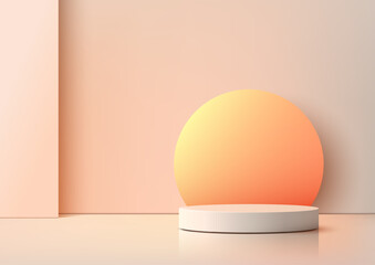 minimalist white circular podium mockup for product display on warm peach backdrop modern 3d showcase
