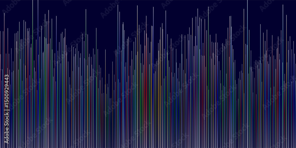 Poster a sleek dark abstract background with colorful vertical wavy lines. the dynamic design and subtle tr