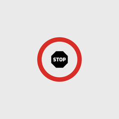 Stop sign icon logo flat vector design