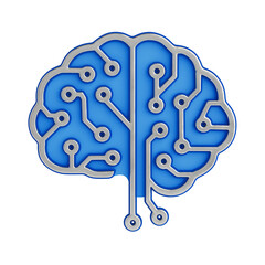 Artificial Intelligence And Technology Concept. Metallic Circuit Brain Shape. 3d Rendering