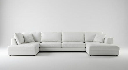 Modern White Leather Sofa with Sectional Design PNG