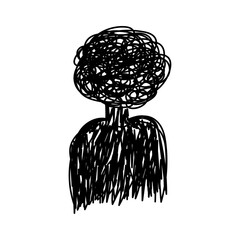 Hand drawn doodle mental illness vector art isolated on transparent background, anxiety, depressed, scribble
