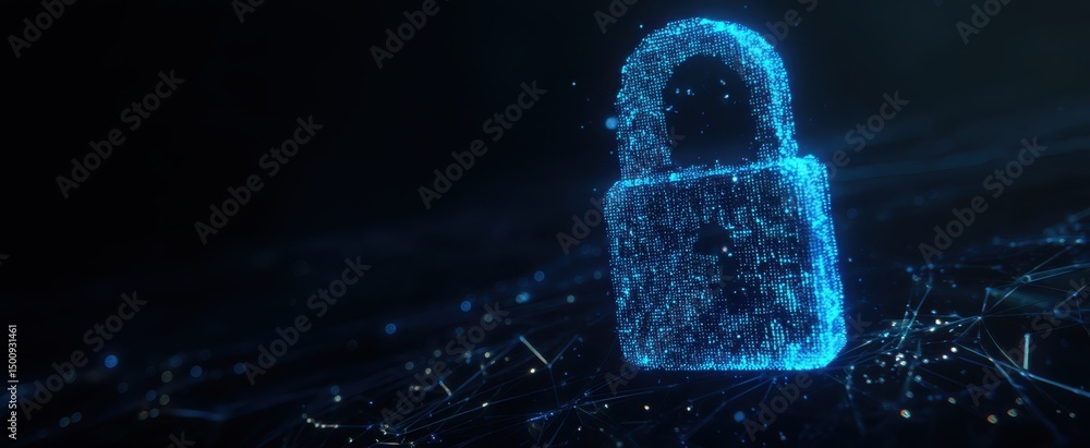 Poster the digital lock representing cyber security in a virtual environment