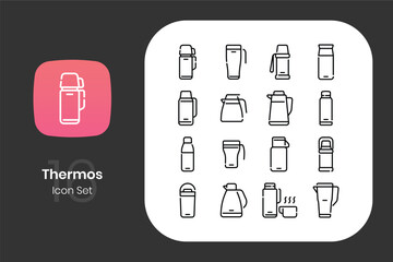 Lineal thermos icon design set