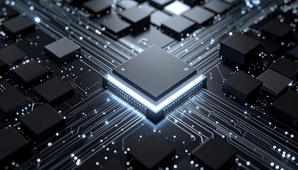 Custom AI ModelPowerful and modern high precision workload computer chip rworking in a system, large computing powers of digital use