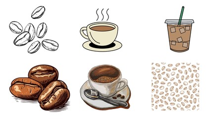 coffee cup and coffee beans