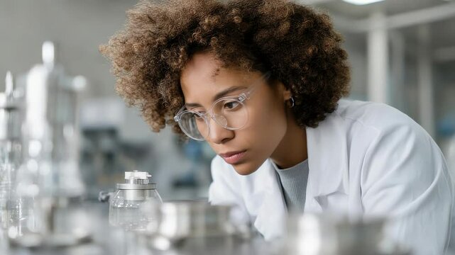 Focused scientist conducting innovative experiment in modern laboratory environment