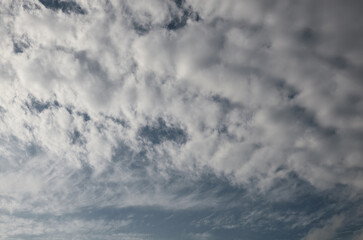 Abstract image of blurred sky. Blue sky background with cumulus clouds