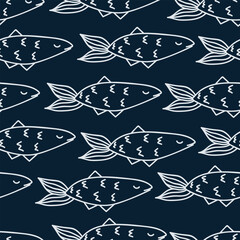 Seamless pattern with shoals of fish. Print for textile, covers, surface. For fashion fabric. Sea life pattern