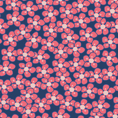 Seamless decorative pattern with pink flowers. Print for textile, wallpaper, covers, surface. For fashion fabric.