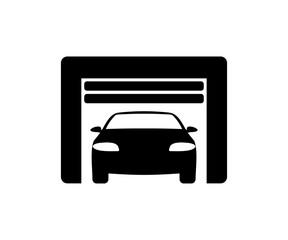 Garage icon. Black silhouette. Front view. Garage automatic gates vector design and illustration.

