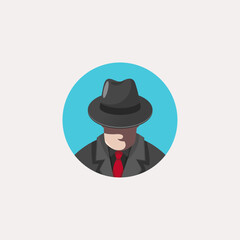 Detective avatar icon logo flat vector design