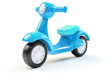 blue ride-on scooter for toddlers isolated on white background