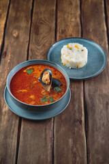 Delicious soup with meat and sauce