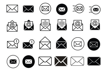 Email and communication icons vector pack with modern web symbols in flat minimal style