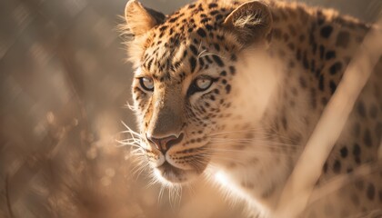 Retrato de un leopardo en luz dorada