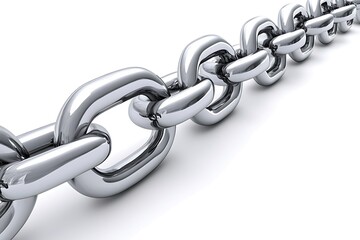 Obraz premium A close-up view of a metallic chain with interlocking links on a white surface