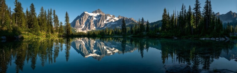 Fototapeta premium Serene Mountain Lake Reflection