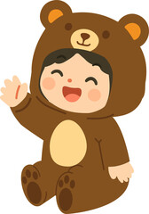 Obraz premium Little Girl Wearing Bear Suit Carnival 