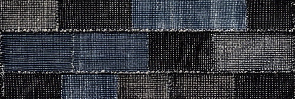 Poster woven patchwork texture. abstract background of a handcrafted fabric with a rough surface.