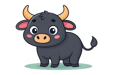 Fototapeta premium Adorable Cartoon Baby Bull Cute Calf Illustration Farm Animal Design Childrens Book Graphic