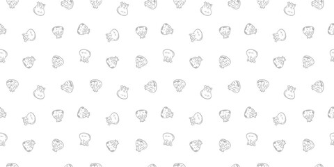Doodle dumplings pattern background. Dim sum seamless pattern background. dim sum doodle pattern background.