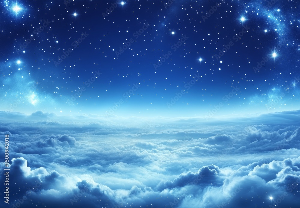 Poster a blank signature on a dark blue space texture background with a starry sky abstraction creates a gl