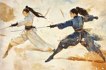 Duelo de espadas: Mujeres artistas marciales en combate