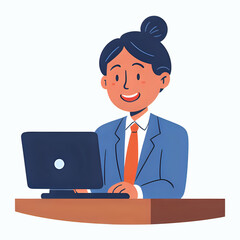 a women wearing formal suites and working at office in front of monitor PC/Laptop