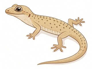 Naklejka premium Adorable Tan Gecko Lizard Illustration Reptile Cartoon Scaly Skin Cute Animal Wildlife Art