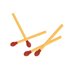 Vector icon of a pile of scattered wooden matchsticks, 
appearing unorganized, representing fire-starting 
tools in a used or ready state, illustration in flat art style.