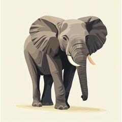 Obraz premium Majestic African Elephant Portrait Wildlife Animal Illustration Grey Mammal