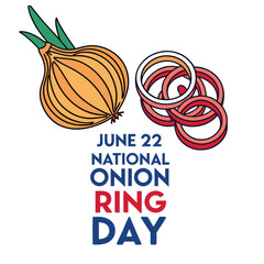 National Onion Ring Day Illustration – June 22 Food Celebration with Onion and Rings