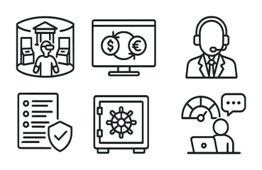Financial services and security icons for business and technology design